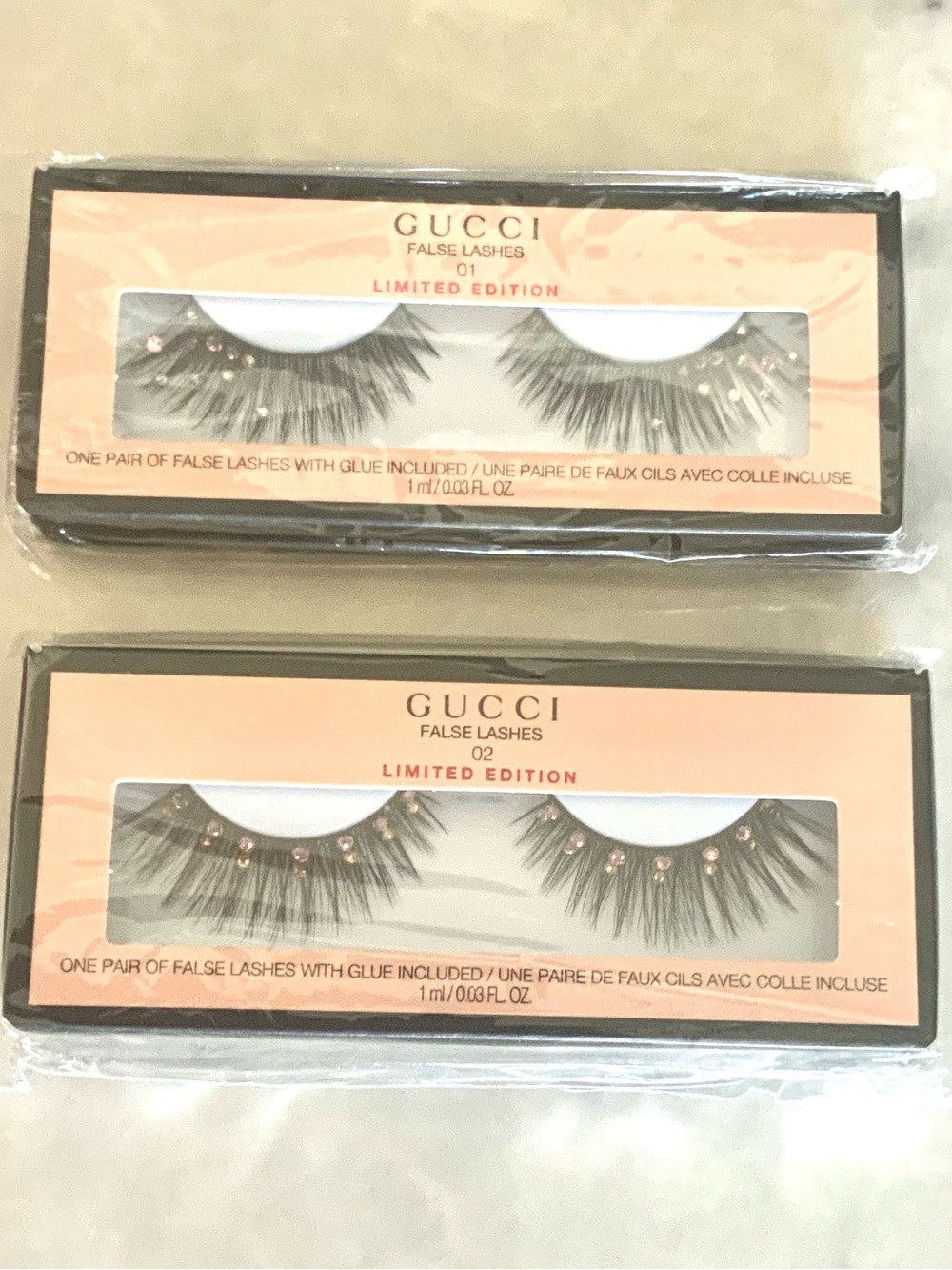 Gucci Black False Lashes with Pink Crystal Accents - Picture 4 of 5